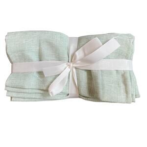 LAURA ASHLEY Spring Chic Mint Green Textured 18X18 Cloth Napkins Set of 6 NEW